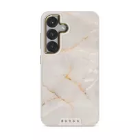Vanilla Sand - Marble Samsung Galaxy S25 Case, Elite Light (Magnetic) / Gold