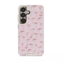 Nostalgic Pink - Flamingos Samsung Galaxy S25 Case, Elite Light (Magnetic) / Gold