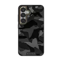 Night Black Camouflage - Samsung Galaxy S25 Plus Case, Elite Dark (Magnetic) / Gold