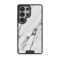 Satin White - Marble Samsung Galaxy S25 Ultra Case, Elite Dark (Magnetic) / Gunmetal