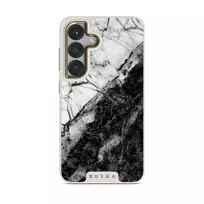 Fatal Contradiction - Black & White Marble Samsung Galaxy S25 Case, Elite Light (Magnetic) / Gold