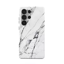 Satin White - Marble Samsung Galaxy S25 Ultra Case, Tough (Magnetic) / N/A