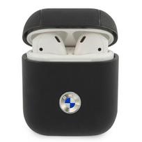 BMW BMA2SSLBK AirPods 1/2 cover, black, genuine leather with silver logo