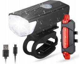 LED dviračių žibintų galinis-priekinis komplektas USB