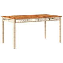 Sodo stalas，Lauko stalas, smėlio, 140x80x75cm, poliratanas/akacijos mediena CFE908748