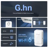 TP-LINK „G.hn2400 Powerline AX1800 Wi-Fi 6 Kit“: 1× PGW2440 + 1× PG2400; PGW2440: Rýchlosť: 574Mbps pri 2,4 GHz + 1201 M | PGW2440 KIT | 4897098687574