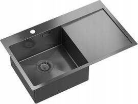 Zlewozmywak Quadron RUSSEL 111 SteelQ zlewozmywak PVD R10 graphite z syfonem kol. graphite 1-komorowy z/o | HB7912PVDBST1-QDR | 5905505506383