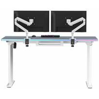Biurko Ultradesk Biurko dla gracza QUEST, 140x70cm, 72-120cm, biało-szary | UD-QST-FRWT/DTGY | 8590274025929