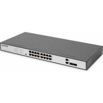 Switch Digitus Digitus 16 Port Fast Ethernet PoE Switch, 19 Inch, Unmanaged, 2 Uplinks | DN-95342-1 | 4016032485667
