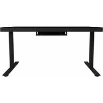 Dual-motor sit/stand adjustable-height gaming desk with wireless charger, RGB lighting, control panel, and USB ports, solid tempered glass tabletop, black. | 5291485019198 | 5291485019198