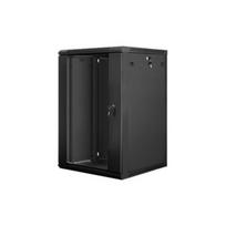 Lanberg wall-mounted installation rack cabinet 19'' 18U 600x600mm black (glass door) | WF01-6618-10B | 5901969403237