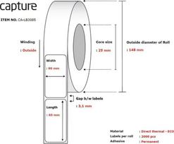 Capture Label 90x60, Core 25, | Label 90x60, Core 25, | 5706998986726