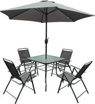 Saska Garden ZESTAW MEBLI OGRODOWYCH SYDNEY STÓŁ 4 KRZESŁA I PARASOL SZARY | 5902431055114 | 5902431055114