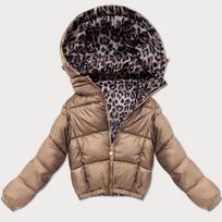 Dvipusė trumpa moteriška striukė Minority rudo leopardo rašto (M6-6001-305)