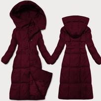 Žieminė moteriška striukė su diržu J Style bordo (5M3227-1)