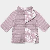 Dvipusė plus size moteriška striukė su 3/4 rankovėmis Minority purvinai rožinė/gėlėta (M23-7010-52)