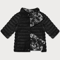 Dvipusė plus size moteriška striukė su 3/4 rankovėmis Minority juoda/gėlėta (M23-7010-1)