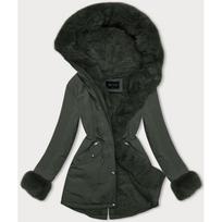 Trumpa žieminė parka su kailiuku chaki spalvos (16M9062-136)