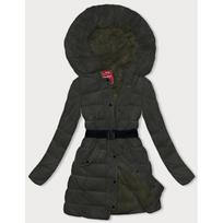 Pūkinė žieminė moteriška striukė chaki (2M-007)
