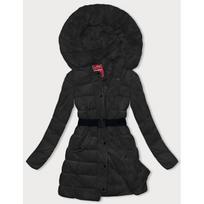 Pūkinė žieminė moteriška striukė juoda (2M-007)