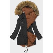 DVIPUSĖ MOTERIŠKA ŽIEMINĖ STRIUKĖ JUODA-KARAMELINĖ (2M-21508)