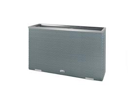 Lauko vazonas iš poliuretano su aliuminio metalo apdaila, šviesiai pilka, 100 cm x 30 cm x 60 cm