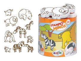 Antspaudų rinkinys Aladine Stampo Minos 10vnt. Savanna + pagalvėlė antspaudams juoda