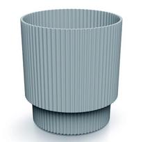 Šviesiai pilkas dryžuotas plastikinis gėlių vazonas 15,7x14,6 cm dekoratyvinis Milly Round