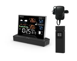 Apšviesta belaidė oro stotelė su LCD ekranu, lauko jutikliu, termometru ir barometru