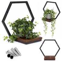 Pakabinamas sieninis gėlių stovas dekoracijoms, lofto stilius „Hexagon“, ModernHome
