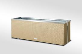 Lauko vazonas iš poliuretano su aliuminio metalo apdaila, kreminė, 108 cm x 39 cm x 43 cm