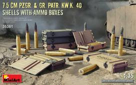 Klijuojamas Modelis MiniArt 35381 7.5 cm Pzgr. & Gr. Patr. Kw.K. 40 Shells with Ammo Boxes 1/35