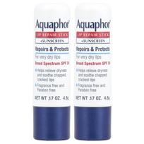 Aquaphor, lūpų taisymo lazdelė + apsauga nuo UV spindulių, SPF 30, be kvapiųjų medžiagų, 2 vnt., 4,8 g (0,17 uncijos) Kiekvienas