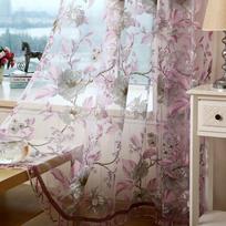 Purple Floral 1pc Sheer Curtain Panel - Light-Filtering, UV Protective Polyester with Rod Pocket Design for Living Room & Bedroom Privacy 150*270cm