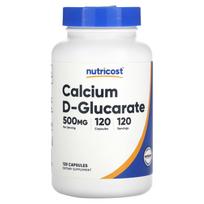 Nutricost, kalcio d-gliukaratas, 500 mg, 120 kapsulių