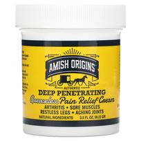 Amish Origins, giliai įsiskverbiantis, neriebus skausmą malšinantis kremas, 3,5 uncijos (99,22 g) black