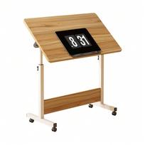 Reguliuojamo aukščio stovimas stalas 23,6 -35 , Ergonomiškas mobilus kompiuterio stalas su ratukais, Erdvę taupantis sulankstomas stalas ruda