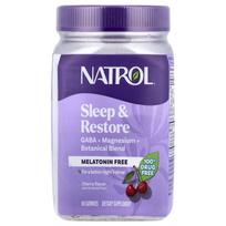 Natrol, Miego ir atstatymo gumos, Be melatonino, Vyšnių skonio, 60 gumų