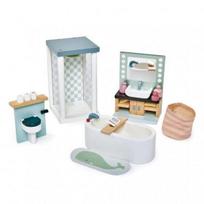 Lėlių namų priedai - TENDER LEAF TOYS - Jaunimo vonios kambarys - 16 dalių - Medis - Mėlyna