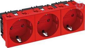Socket, 0°, 3-gang, 250V, 16A, red, STD-D0 SR03 6120048 | 4012196275526