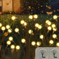 2 vnt. 10 LED saulės baterijų „Firefly“ šviestuvai, IP65, atsparūs vandeniui