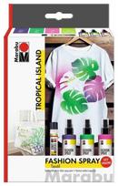 Marabu Fashion Spray Tropical Island dažai audiniams, 4 vnt.