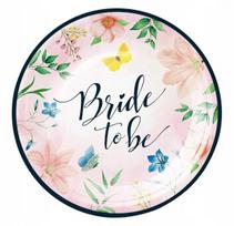 Lėkštutės "bride to Be" su gėlėmis, 6 vnt.