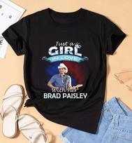 Tiesiog mergina įsimylėjusi Brad Paisley marškinėliai, Brad Paisley marškinėliai, Brad Paisley marškinėliai, Unisex marškinėliai L