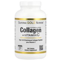 California Gold Nutrition, hidrolizuoti kolageno peptidai + vitaminas C, I ir III tipai, 250 tablečių