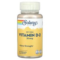 Solaray, Sausa forma vitamino D2, 25 mcg, 60 daržovių kapsulių