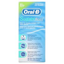 Oral-B, Super Floss, Mėtų skonio, 50 iš anksto atkirptų dantų siūlų