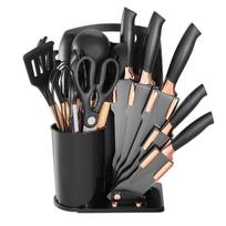 19-Piece Silicone Kitchen Utensil and Knife Set with Acrylic Stand