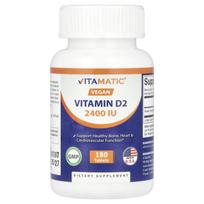 Vitamatic, veganiškas vitaminas D2, 2400 TV, 180 tablečių