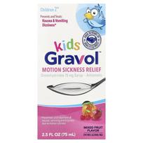 Gravol, Vaistai nuo judėjimo ligos vaikams, nuo 2 metų amžiaus, Mišrių vaisių skonio, 75 ml (2.5 fl oz)